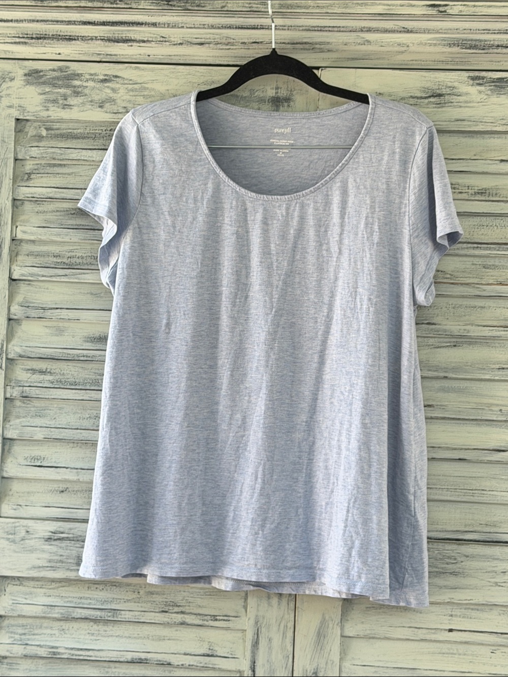 J. Jill pure Jill Light Blue Scoop Neck Elliptical Tee Sz M petite